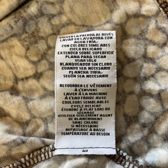 Abstract Animal Print Cowl Neck Tunic Top Sharkbite Hem 3/4 Sleeve Slinky Boho L - Picture 11 of 12